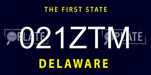 021ZTM Delaware License Plate