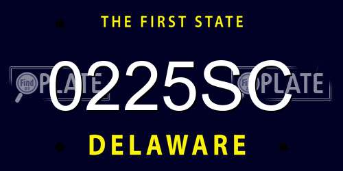 0225SC Delaware License Plate