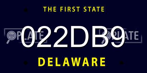 022DB9 Delaware License Plate