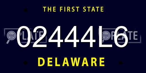 02444L6 Delaware License Plate