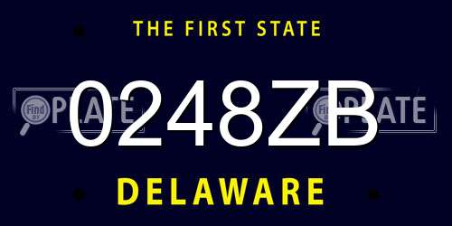 0248ZB Delaware License Plate