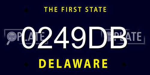 0249DB Delaware License Plate