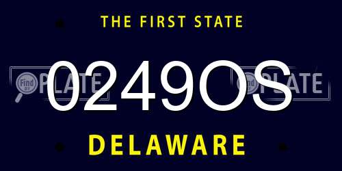 0249OS Delaware License Plate