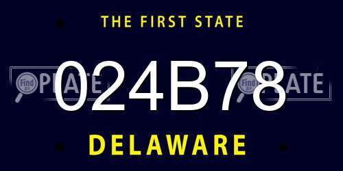 024B78 Delaware License Plate