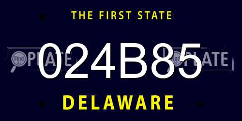 024B85 Delaware License Plate