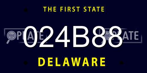 024B88 Delaware License Plate