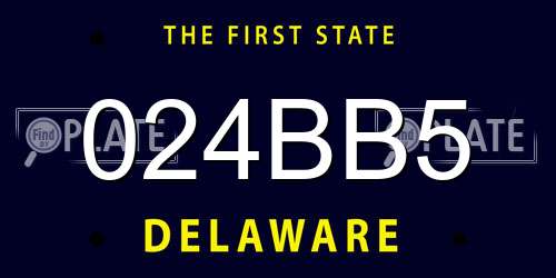 024BB5 Delaware License Plate