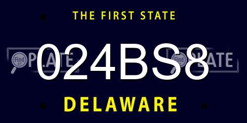 024BS8 Delaware License Plate