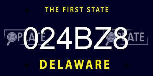 024BZ8 Delaware License Plate