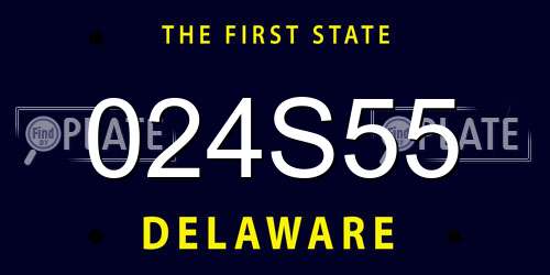 024S55 Delaware License Plate
