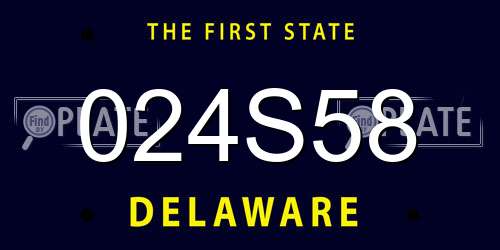 024S58 Delaware License Plate