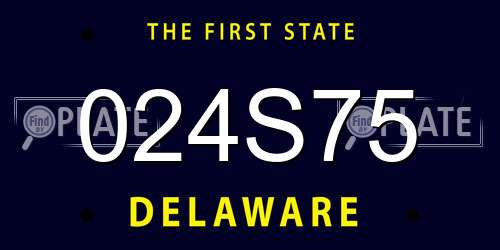 024S75 Delaware License Plate
