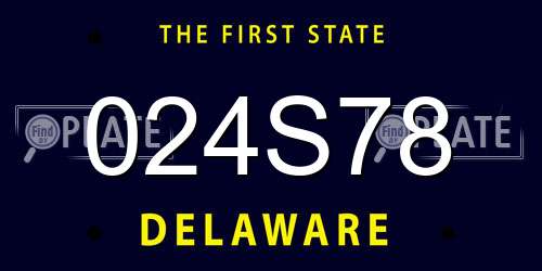 024S78 Delaware License Plate