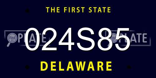 024S85 Delaware License Plate