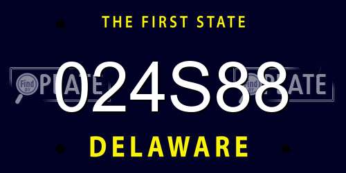 024S88 Delaware License Plate
