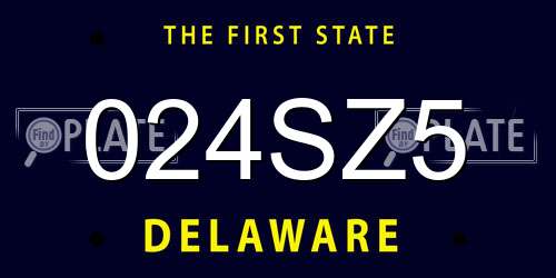 024SZ5 Delaware License Plate