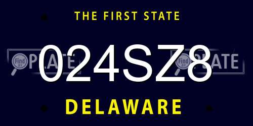 024SZ8 Delaware License Plate
