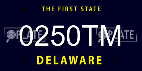 0250TM Delaware License Plate