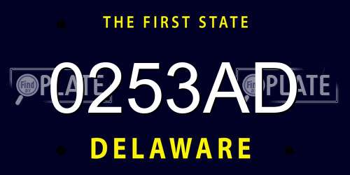 0253AD Delaware License Plate