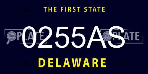 0255AS Delaware License Plate