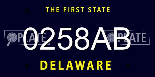 0258AB Delaware License Plate