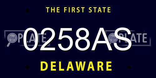 0258AS Delaware License Plate