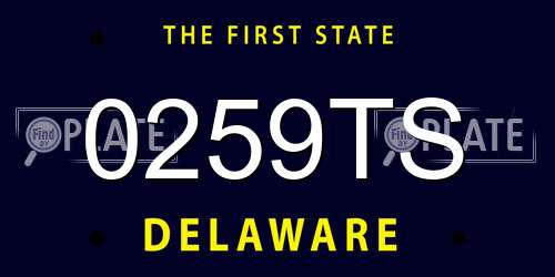 0259TS Delaware License Plate