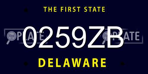 0259ZB Delaware License Plate