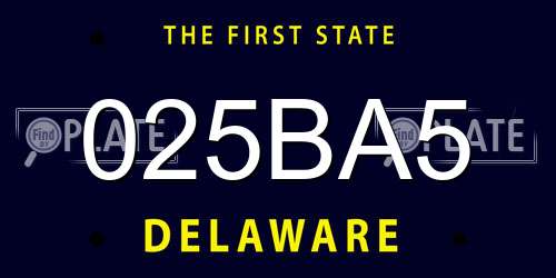025BA5 Delaware License Plate