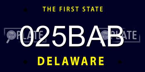 025BAB Delaware License Plate