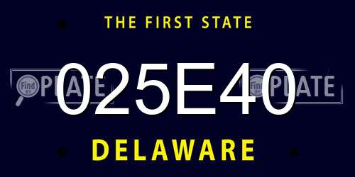 025E40 Delaware License Plate