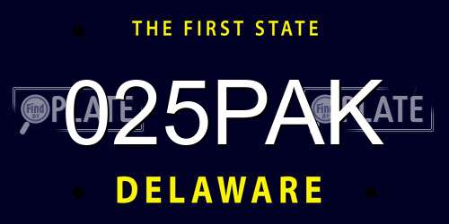 025PAK Delaware License Plate