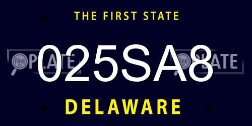 025SA8 Delaware License Plate