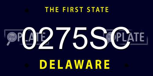 0275SC Delaware License Plate