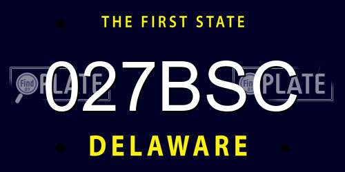 027BSC Delaware License Plate