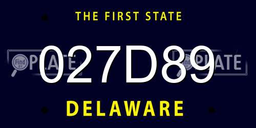 027D89 Delaware License Plate