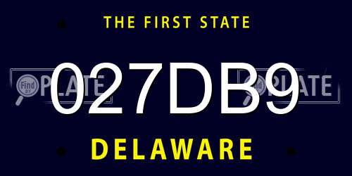 027DB9 Delaware License Plate