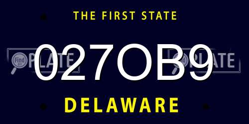 027OB9 Delaware License Plate