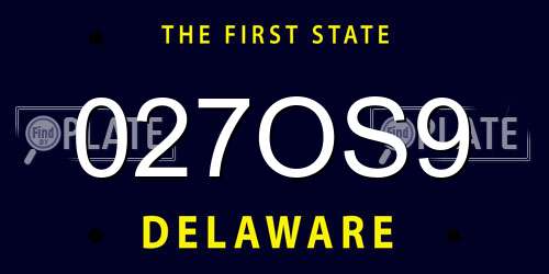 027OS9 Delaware License Plate
