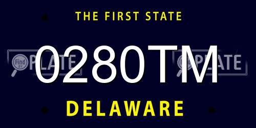 0280TM Delaware License Plate