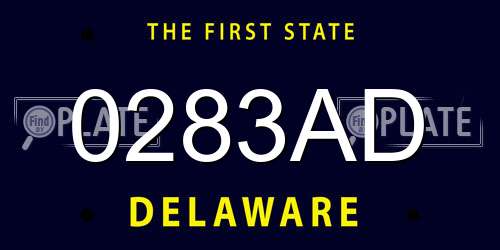 0283AD Delaware License Plate