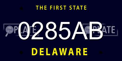 0285AB Delaware License Plate