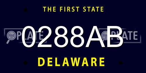 0288AB Delaware License Plate