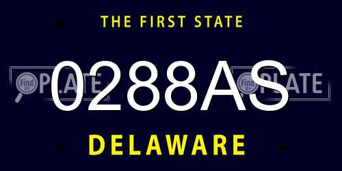 0288AS Delaware License Plate