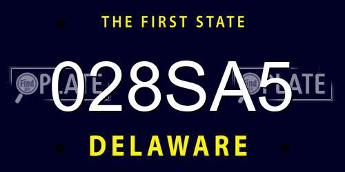 028SA5 Delaware License Plate