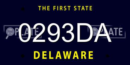0293DA Delaware License Plate