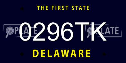 0296TK Delaware License Plate
