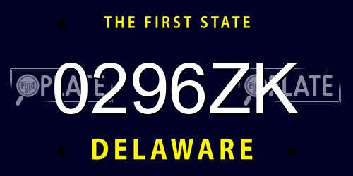 0296ZK Delaware License Plate