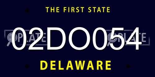 02DO054 Delaware License Plate