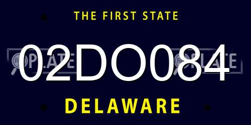 02DO084 Delaware License Plate
